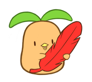 赤い羽根を持っている千葉県共同募金会マスコットキャラクター「びわぴよ」