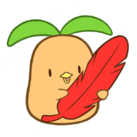 羽根を抱えるびわぴよ